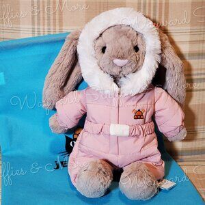 Jellycat London AUTHENTIC Bashful Bunny 'Snow Suit' 12" Plush w/Dust Bag NEW